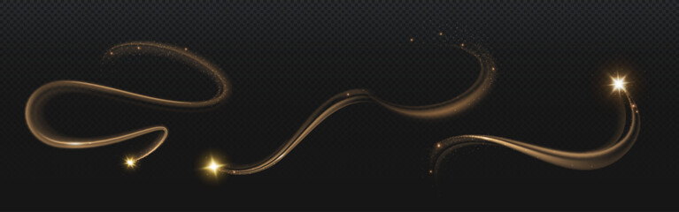 Poster - magic star falling with golden trail isolated on transparent background. vector realistic illustrati
