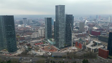 Wall Mural - Aerial view of Deansgate street in Manchester City Centre, England