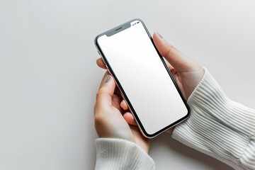Blank Smartphone Mockup on Hand created with Generative AI