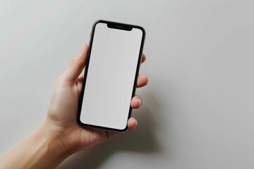 Blank Smartphone Mockup on Hand created with Generative AI