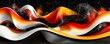 A colorful wave with orange, white and black stripes