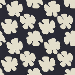 Poster - Monochrome black and white brush strokes inky flowers seamless pattern. Abstract floral contemporary background.