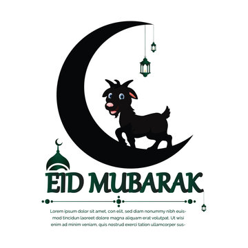 Eid Al Adha mubarak poster. Hand lettering. Vector illustrationb eps file