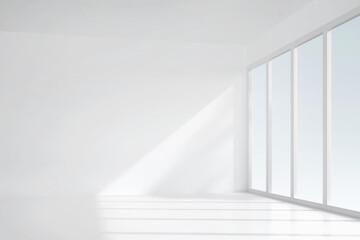 Poster - 3D room space background with soft shadow. Empty white room space for interior design and decoration. 3D render.
