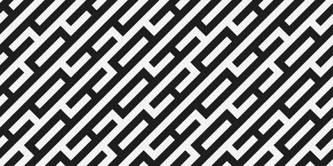 Fototapete - Diagonal pattern of geometric repeating lines. Diagonal maze, vector pattern.
