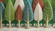 panel of trees, different colors