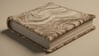 Textured surface of an old leather-bound book, showcasing the creases and worn edges,
