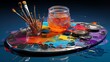 An Artist's Palette Filled with Vibrant Paints: A Colorful Symphony of Creative Expression