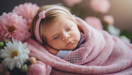 Peaceful Newborn Baby Girl Sleeping