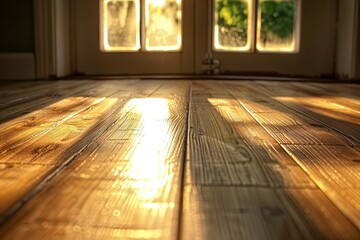 Canvas Print - smooth wooden floorboards of sunlight