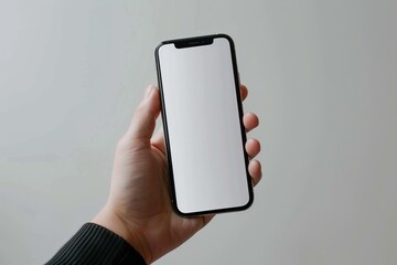 Blank Smartphone Mockup on Hand created with Generative AI
