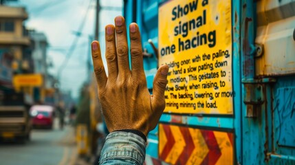 Poster - a hand is blocking a sign that says show person