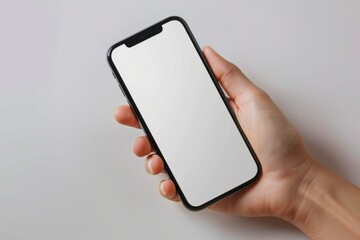 Blank Smartphone Mockup on Hand created with Generative AI