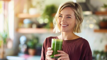 Wall Mural - A Woman Holding Healthy Smoothie