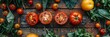 Vibrant Tomatoes Dance on a Rustic Wooden Stage