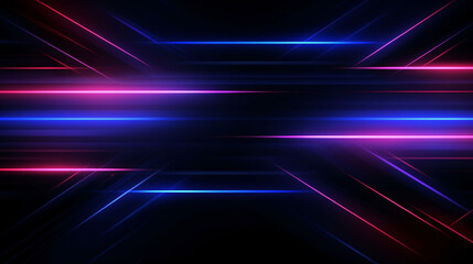 Canvas Print - lights and stripes moving fast on dark background, futuristic technology colorful background
