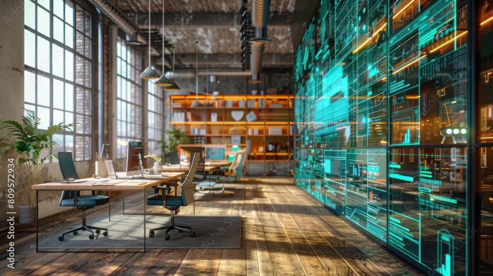 An open-plan IT office environment with CGI overlays demonstrates how ...