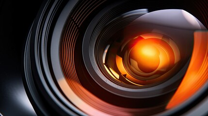Poster - Close-up shot of a DSLR lens aperture with colored highlights.