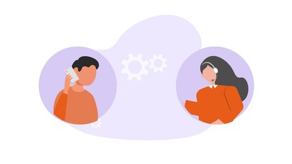 Poster - Animated video customer support service concept. Full length animation illustration. High quality 4k footage