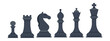 Vector illustration of a set of chess pieces in a black color, isolated on a white background