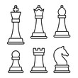Set of chess pieces in a line style vector illustration