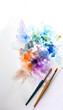 Artist paint brushes with painted background