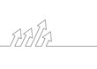 Continuous line drawing of growth arrows. Business concept. Vector illustration