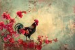 Rooster perched on ledge