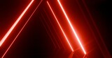 Fototapeta  - Abstract geometric pattern of glowing red neon lines in dark background 3d rendering