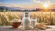 Nutrient Powerhouse: A Health Concept with Oats, Wheat, and Milk