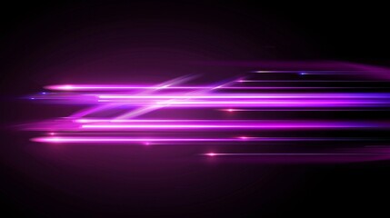 Fototapete - An illustration of real neon luminance of fast dynamic movement on a black background with a blurred and glowing effect caused by moving lights.
