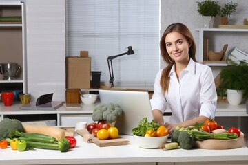 young nutritionist woman at her workplace