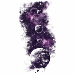 Poster - Colorful grunge illustration of planets and stars. Space background. Cosmic art. Perfect for t-shirt