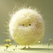 Dandelion Fluff Monster A pale yellow, dandelion seed textured monster that appears soft and floaty, AI Generative