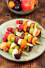 Canvas Print - Fruit sweet kebabs.