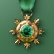 Emerald Medal for Growth Depict a 3D icon of an emerald-set medal, symbolizing personal and professional growth, AI Generative