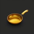 Golden Yellow Frying Pan Illustrate a 3D frying pan icon in golden yellow, with a non-stick surface and a handle, AI Generative