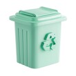 Mint Green Recycling Bin Craft a 3D recycling bin icon in mint green, labeled with the recycling symbol, AI Generative