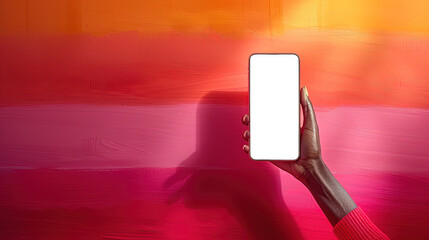 Hand holding smartphone. Perfect for mobile phone app or website design.