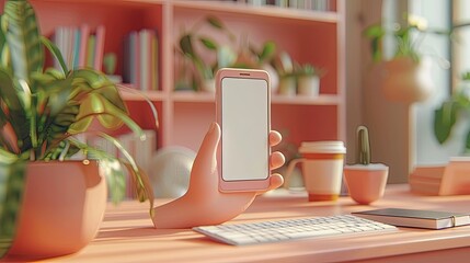 Hand holding smartphone. Perfect for mobile phone app or website design.