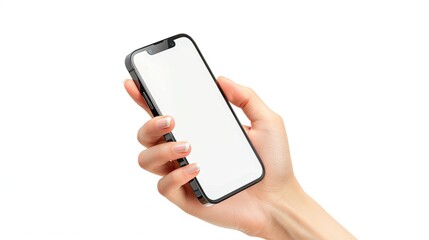 Hand holding smartphone. Perfect for mobile phone app or website design.