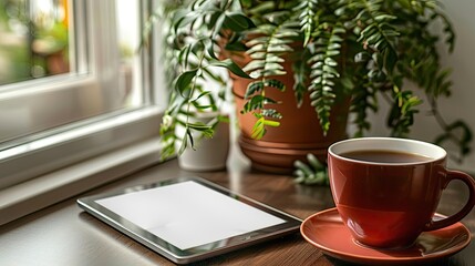 Tablet with blank screen. Perfect for presentation of website design and mockup.