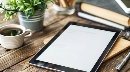 Tablet with blank screen. Perfect for presentation of website design and mockup.