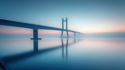 Poster - Long exposure of Infinite Bridge and Aarhus Bay at sunrise