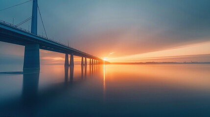 Poster - Long exposure of Infinite Bridge and Aarhus Bay at sunrise