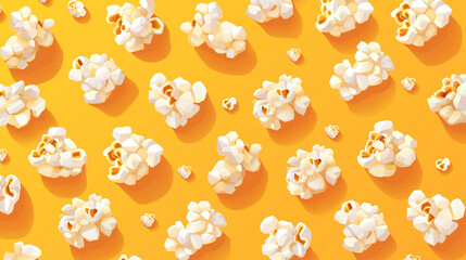 Poster - A pattern of popcorn on an orange background