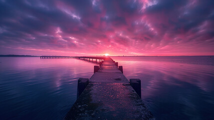 Poster - Long exposure of Infinite Bridge and Aarhus Bay at sunrise