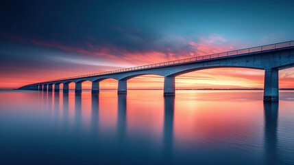 Poster - Long exposure of Infinite Bridge and Aarhus Bay at sunrise