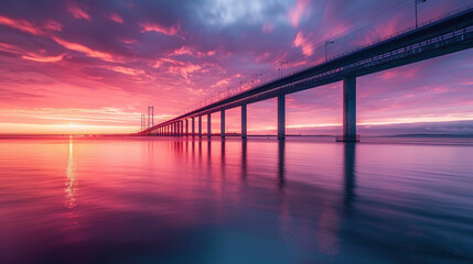 Poster - Long exposure of Infinite Bridge and Aarhus Bay at sunrise