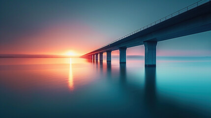 Poster - Long exposure of Infinite Bridge and Aarhus Bay at sunrise